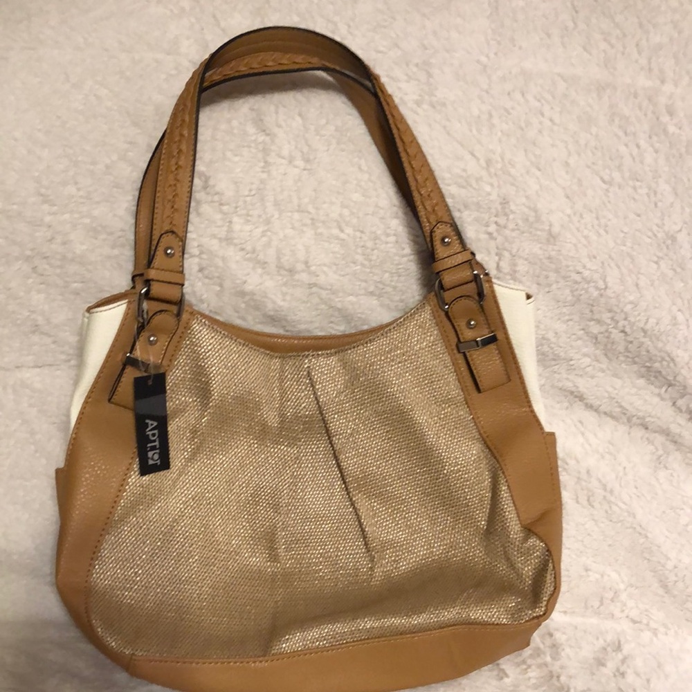 Apt. 9 Tan and Gold Shoulder Bag with Elegant Design